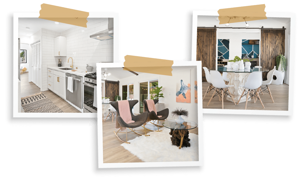 Three distinct home interior shots of staged houses that are ready for the Oakland real estate market.
